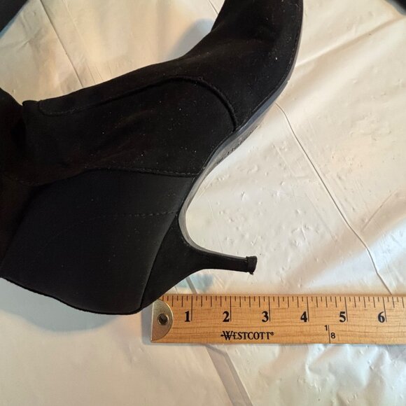 Bershka Boots Women's Size 39 US 8.5 Over-The-Knee Black Heeled Boots Faux Suede - Picture 7 of 11